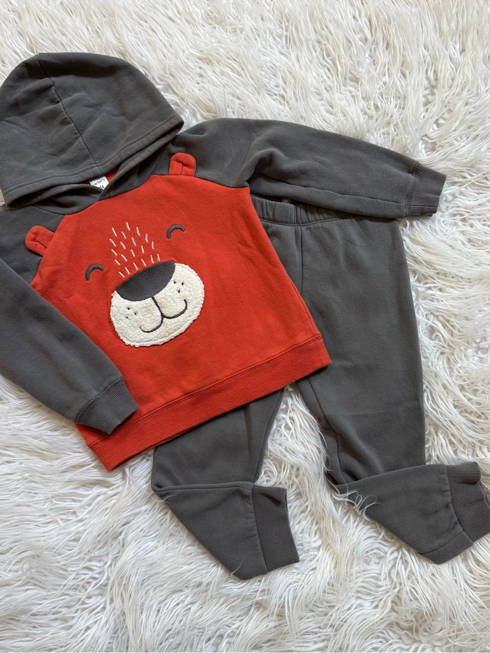 Orange and Gray Bear Hoodie & Jogger Set - Kids Bottoms